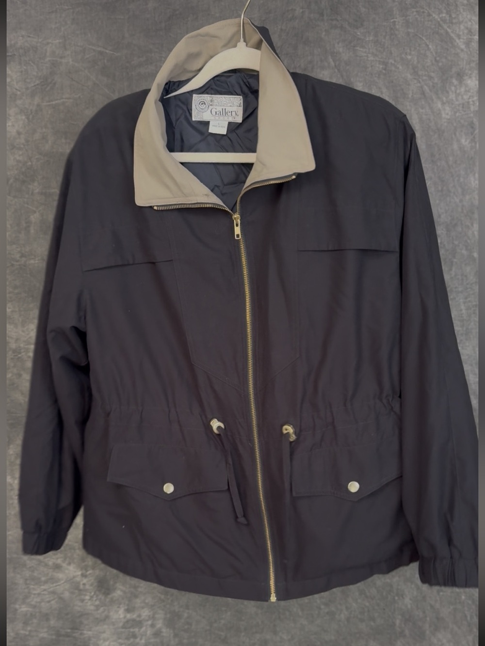 Gallery Sport Lightweight Utility Jacket Black Tan Women’s Large Windbreaker - Picture 3 of 6